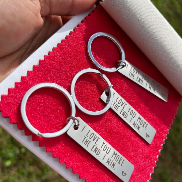 FLAPI 3 pcs Stainless Steel I love you more The End I win keychain - Picture 1 of 2